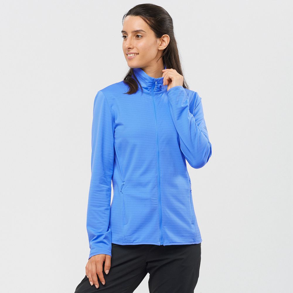 Salomon Singapore Womens Midlayers - ESSENTIAL LIGHTWARM Blue | 16037-WUMC